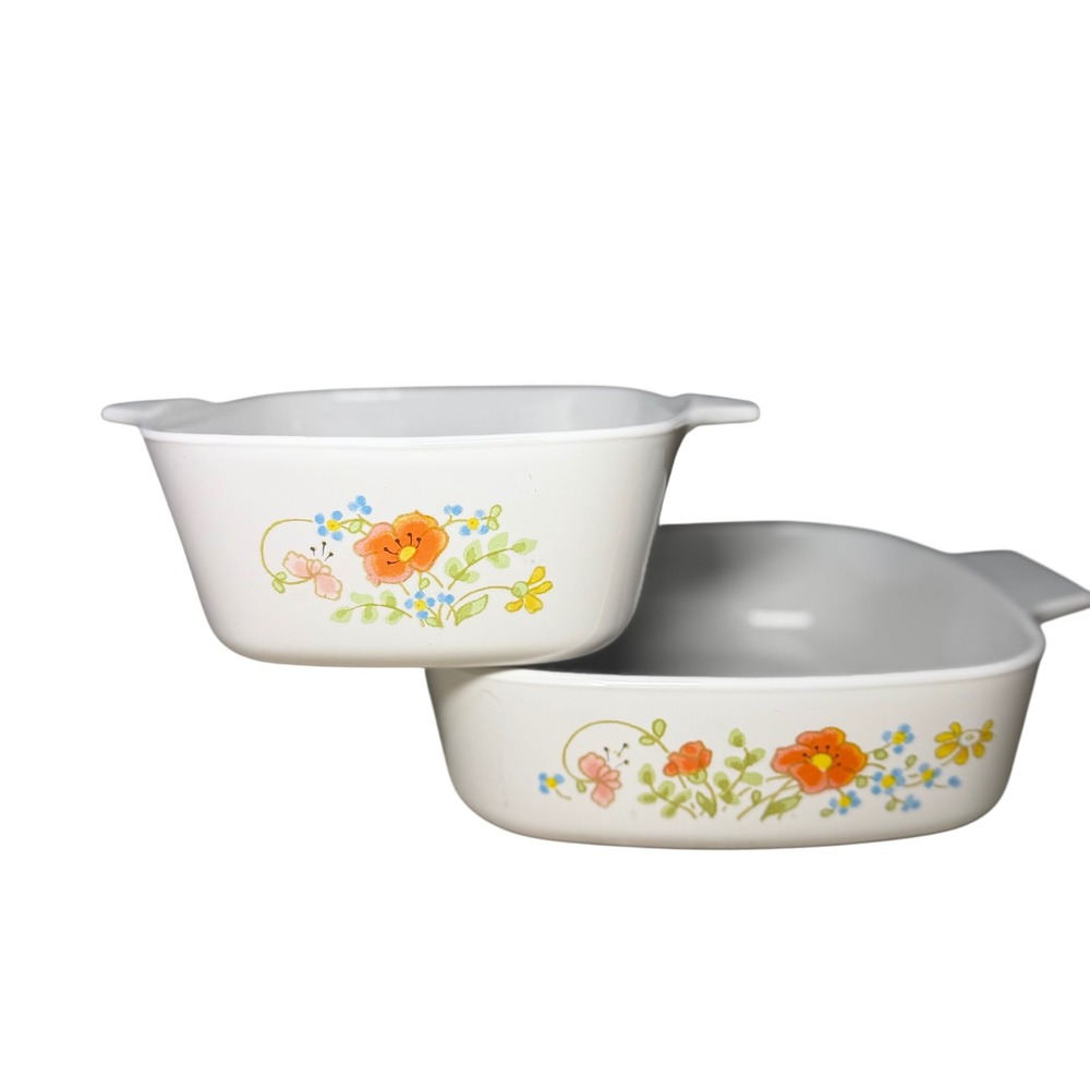 Set of Vintage Corning‎ Ware Wildflower Square Casserole Dishes